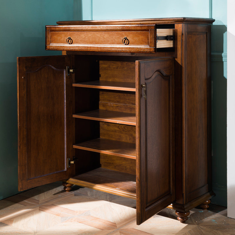 鞋柜美式饰品储物柜隔断玄关两门乡村深色欧式鞋柜