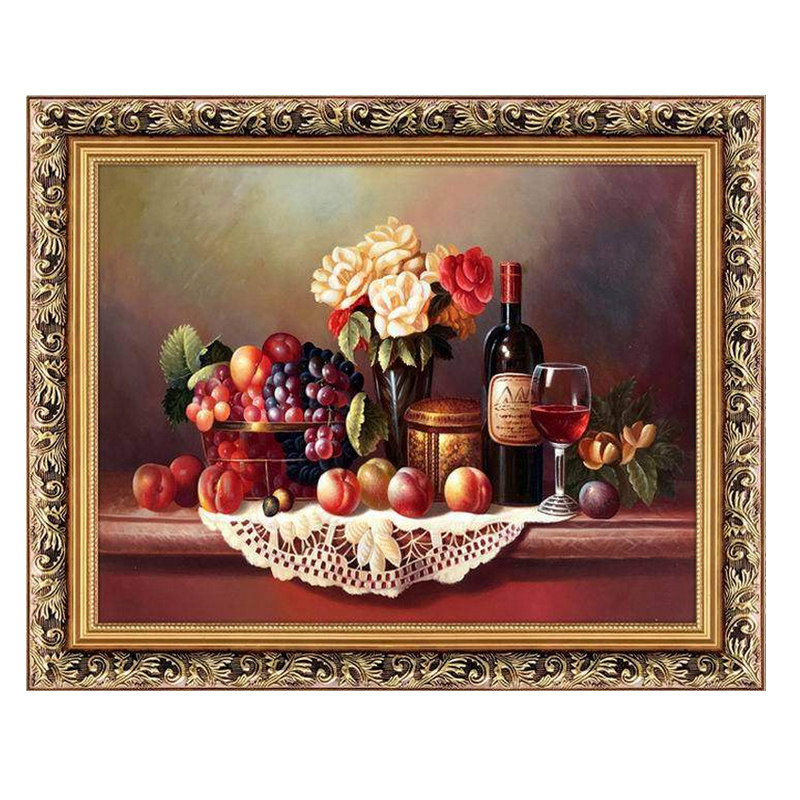 欧式装饰画餐厅个性酒店饭厅挂画单幅现代简约有框油画水果壁画