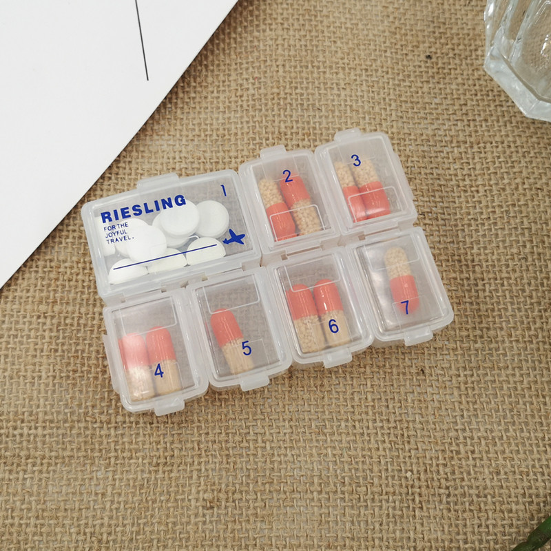 药盒日本km便携一周星期七格小收纳迷你分装药盒