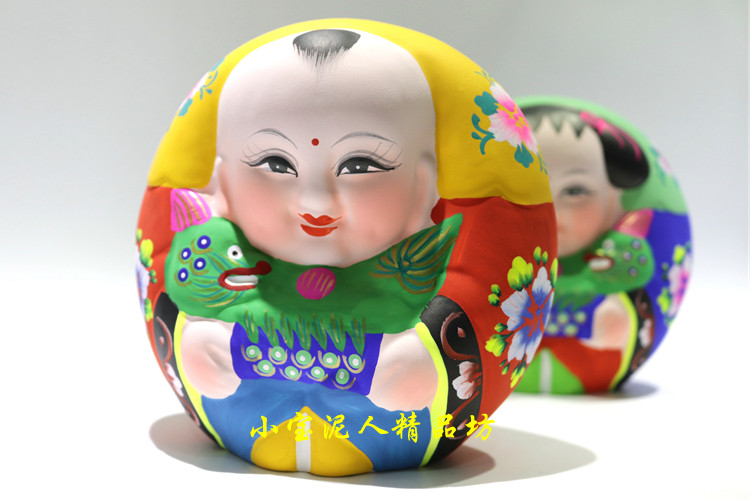 无锡惠山泥人摆件麒麟阿福特色出国礼品中国泥人