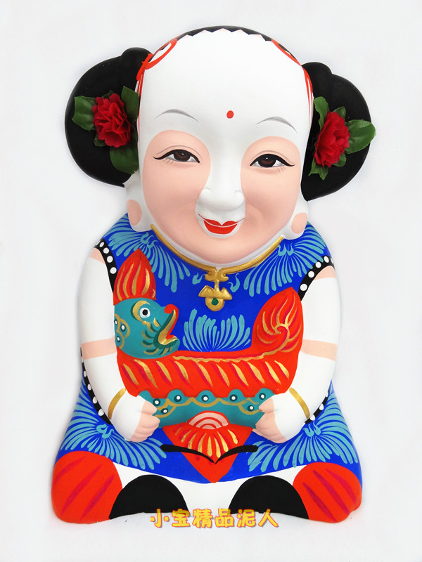 无锡惠山泥塑传统无锡大阿福传统大阿福收藏精品大师印章泥人