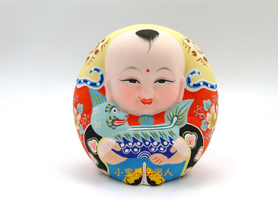 品高无锡惠山精品招财进宝团阿福手工艺会议展品老板泥人 原价158元