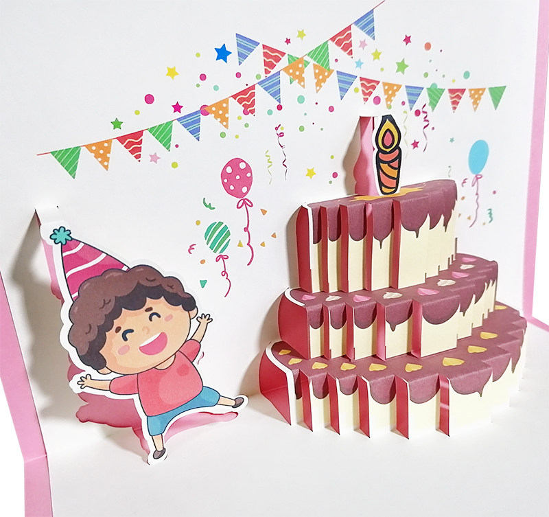 孩子小朋友创意生日立体贺卡个性生日会纸雕同学贺卡