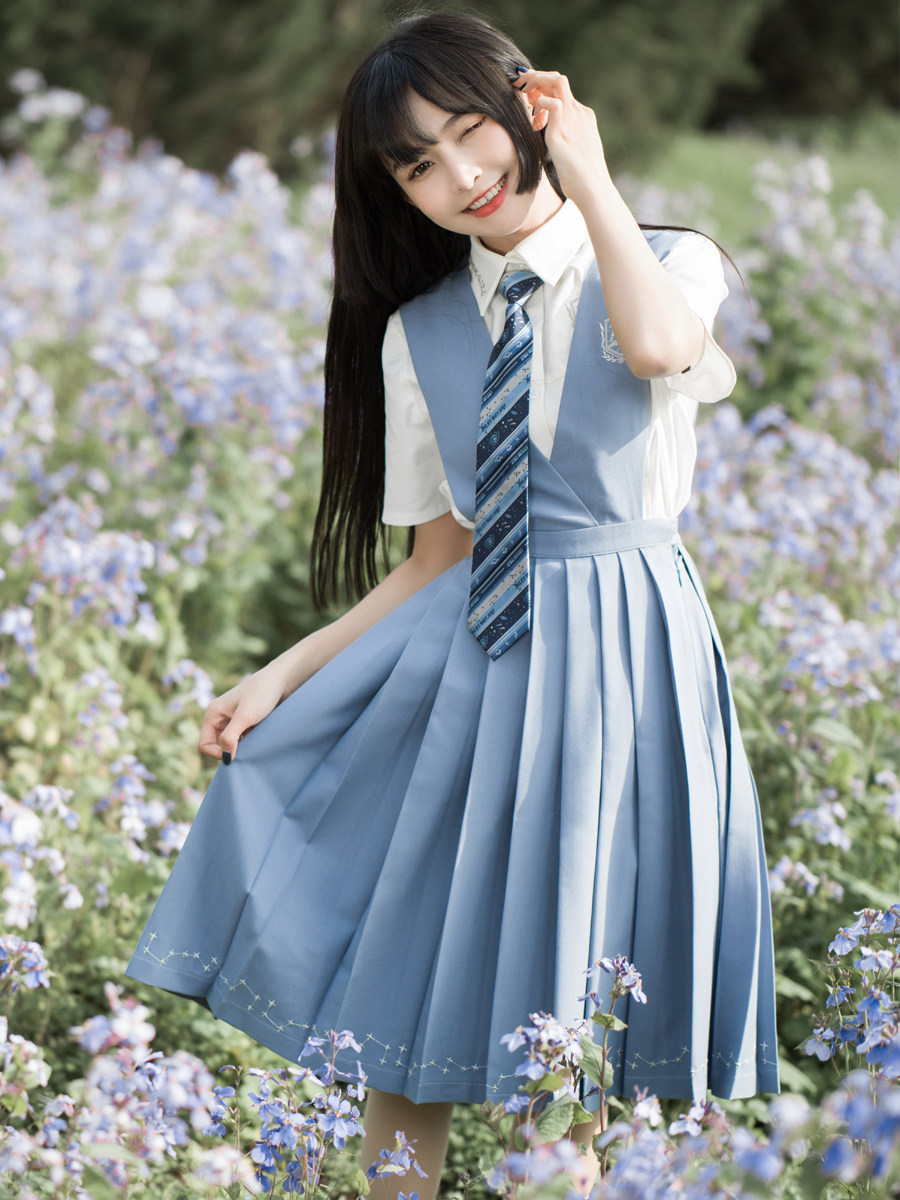 卡拉物语星辰护奶jk制服原创中长长裙背心连衣裙