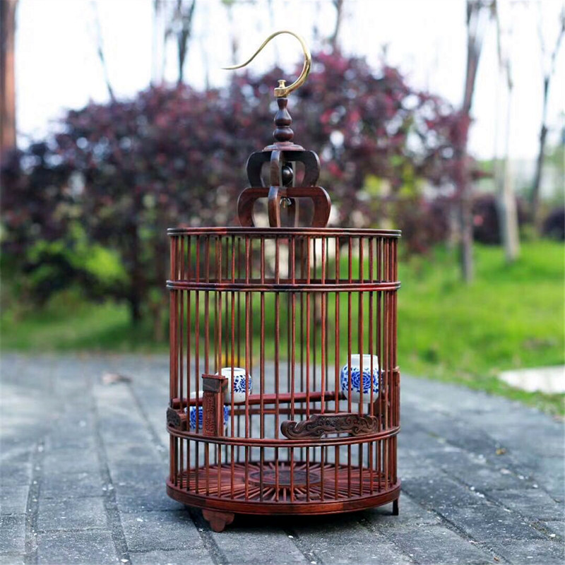 鸟笼红木红木鸟圆形小鸟金丝雀画眉鸟八哥鹦鹉高档鸟笼