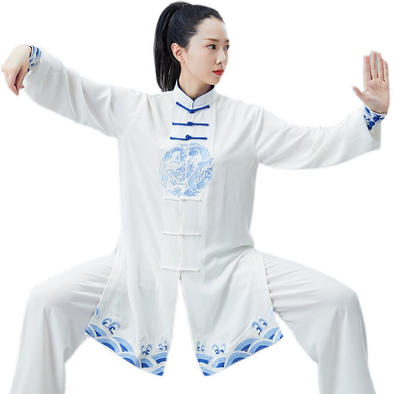 太极女装太极拳春夏季练功刺绣高档武术表演服装太极服