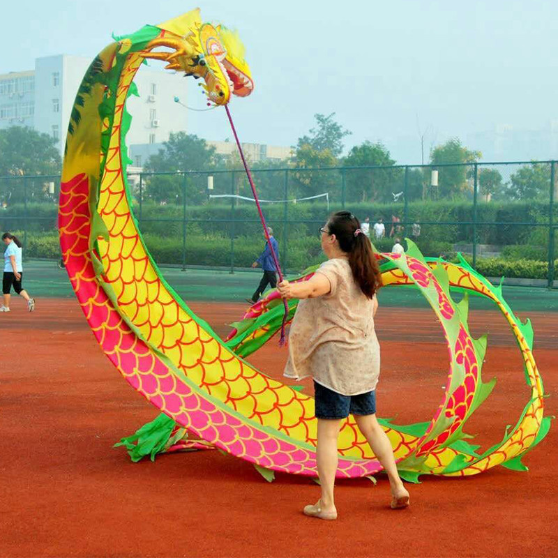 健身彩带成人龙舞龙舞龙甩龙10米13米舞彩龙带甩更多民间运动用品