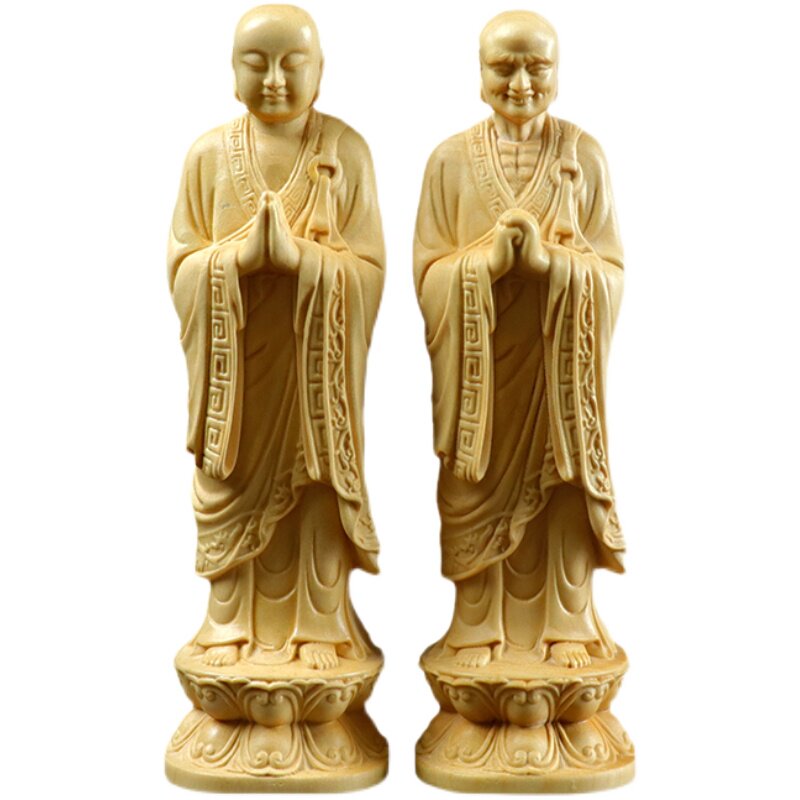 黄杨木雕刻迦叶阿傩尊者菩萨佛像家居装饰供奉实木摆件人物手把件