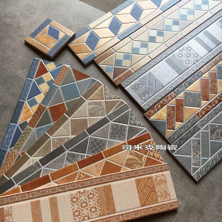 仿古波导线瓷砖客厅踢脚线地砖120x600厨房波打线过道贴地脚线砖