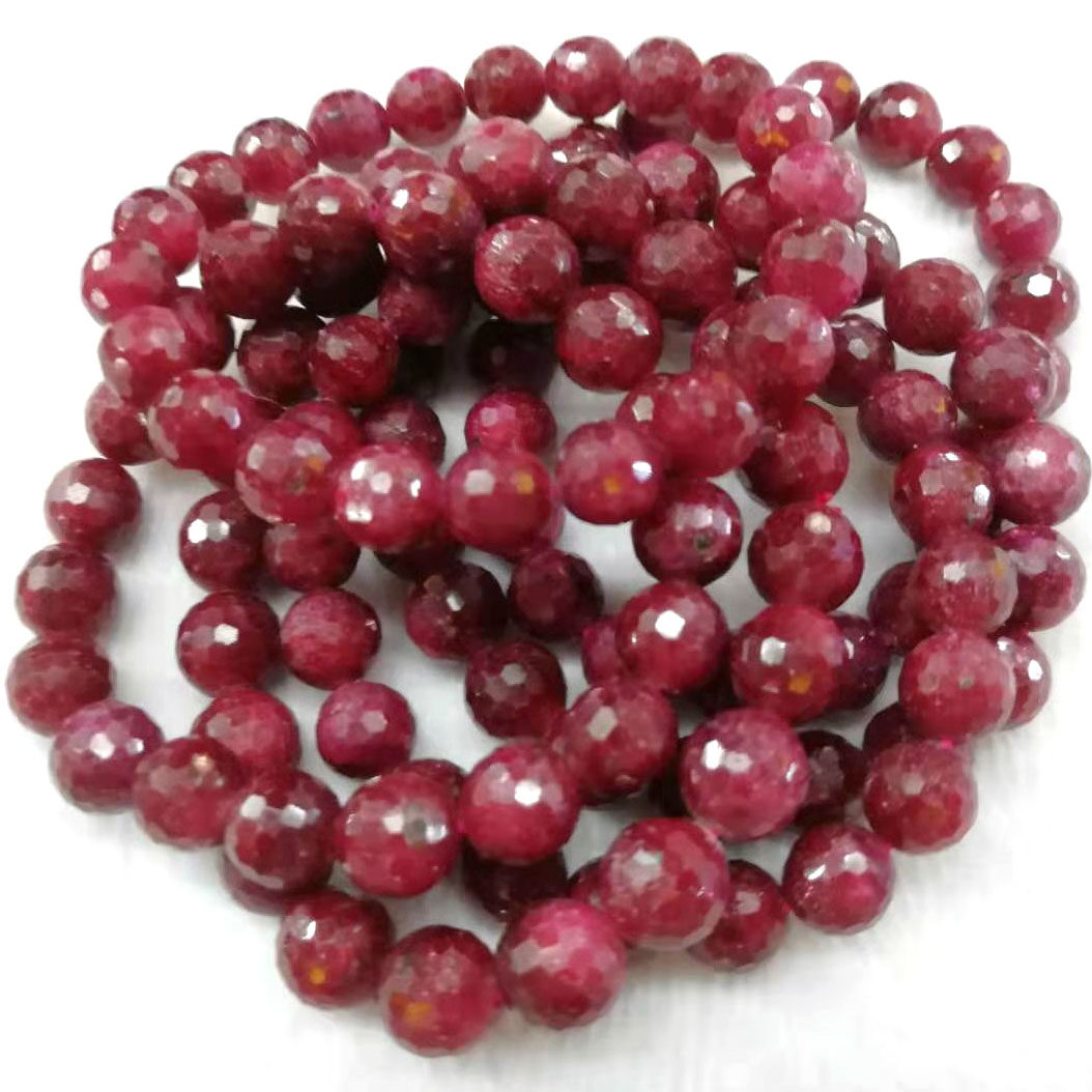 红宝石缅甸手链原石天然红宝石刻面手串女红刚手链