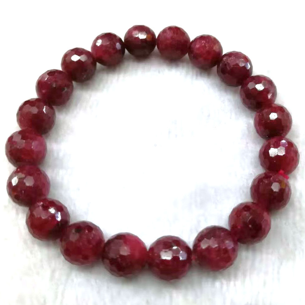 红宝石缅甸手链原石天然红宝石刻面手串女红刚手链
