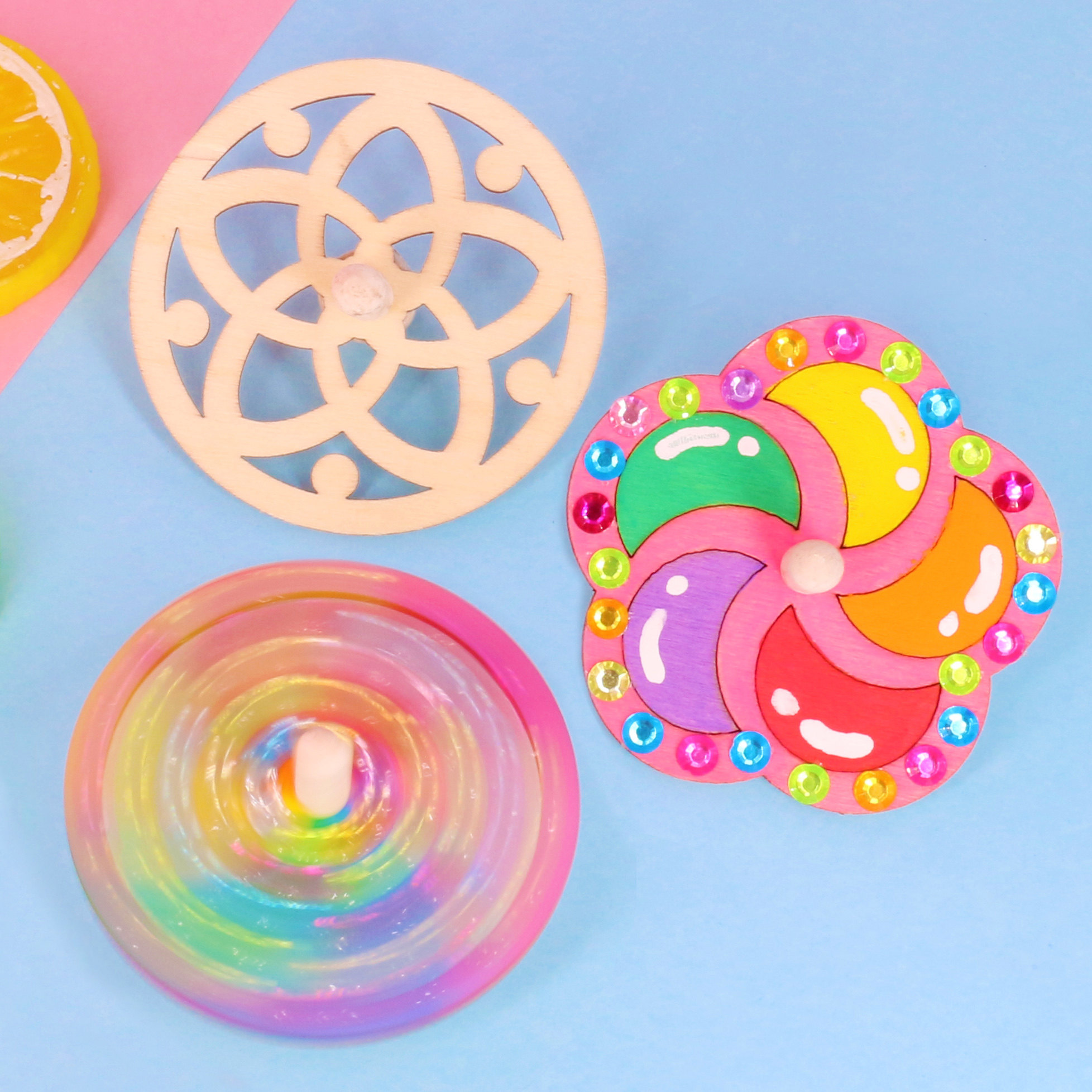 陀螺木质白坯diy彩绘儿童绘画涂鸦幼儿园填色陀螺