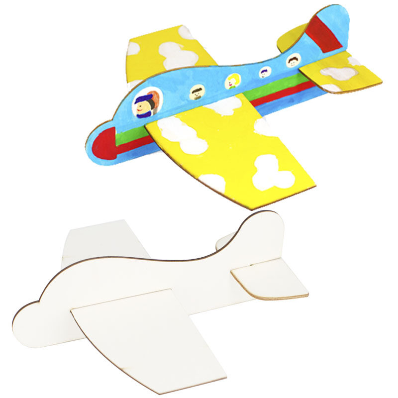 白坯木质拼插飞机模型儿童手工diy礼物幼儿园飞机模型