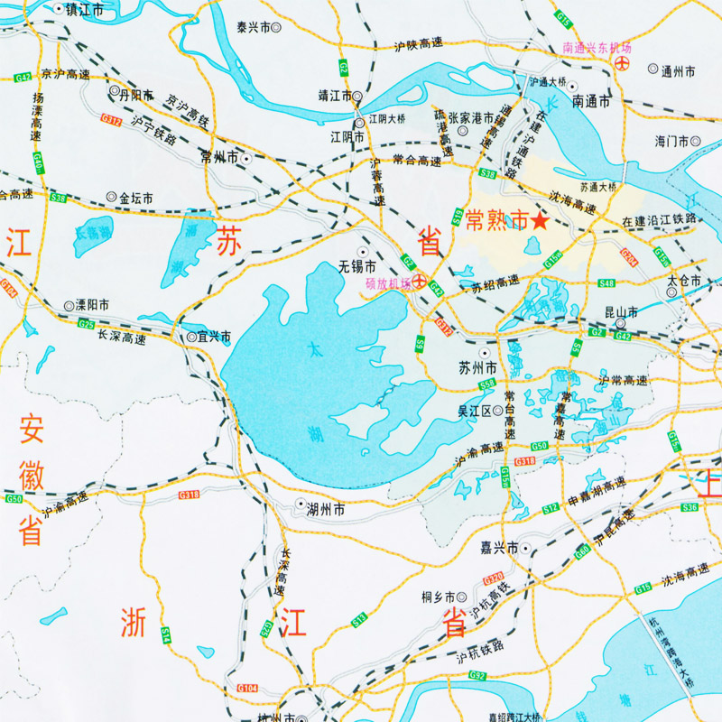 2018年全新版常熟市工商交通旅游图 常熟市地图 常熟城区地图 大比例