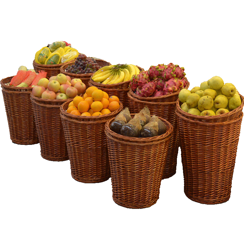 水果超市筐藤摆放展示柳编收纳店堆头商用陈列脏衣桶