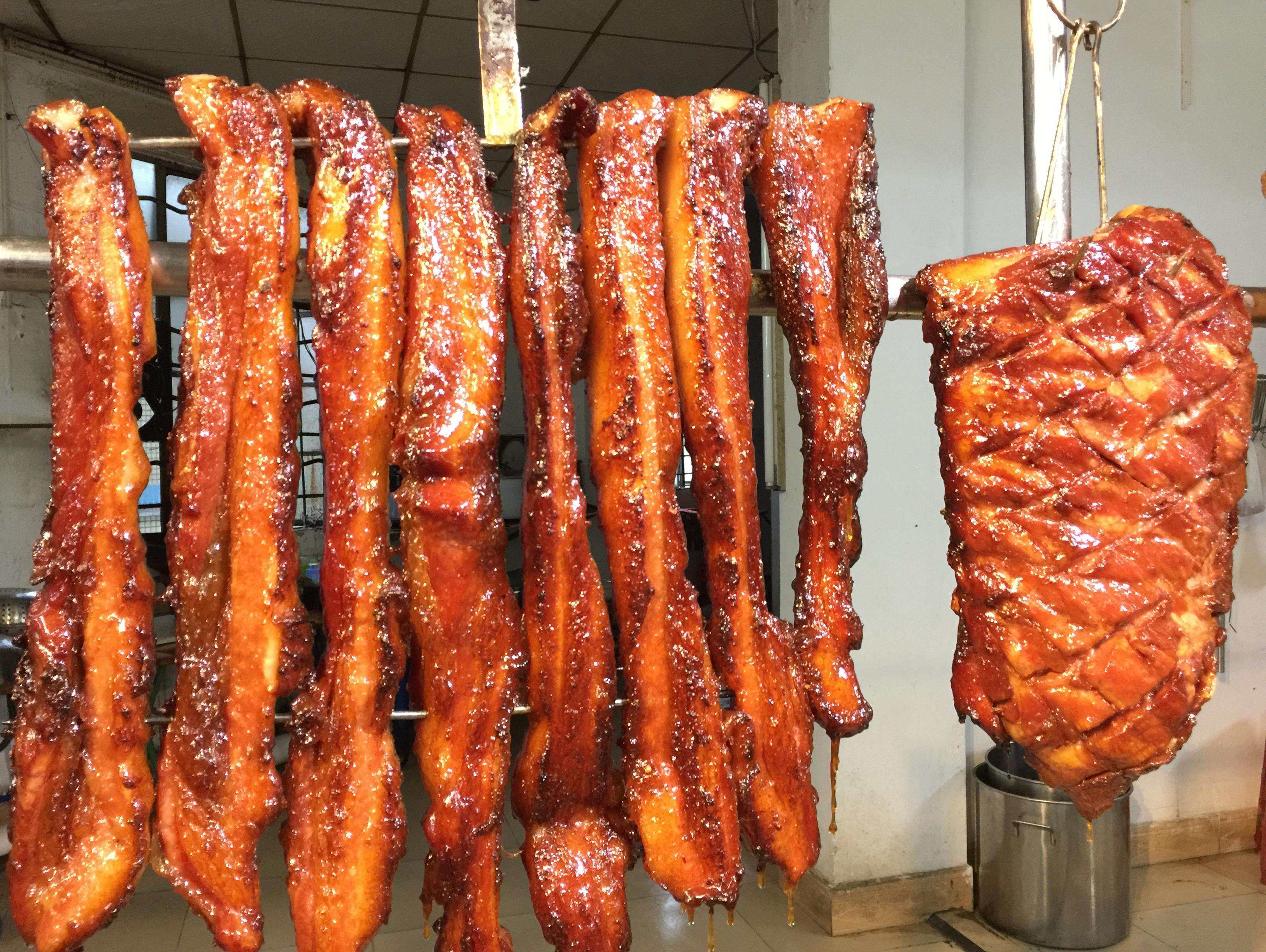 正宗广东化皮烧肉拼叉烧肉1000g脆皮烤肉蜜汁叉烧土猪五花肉包邮