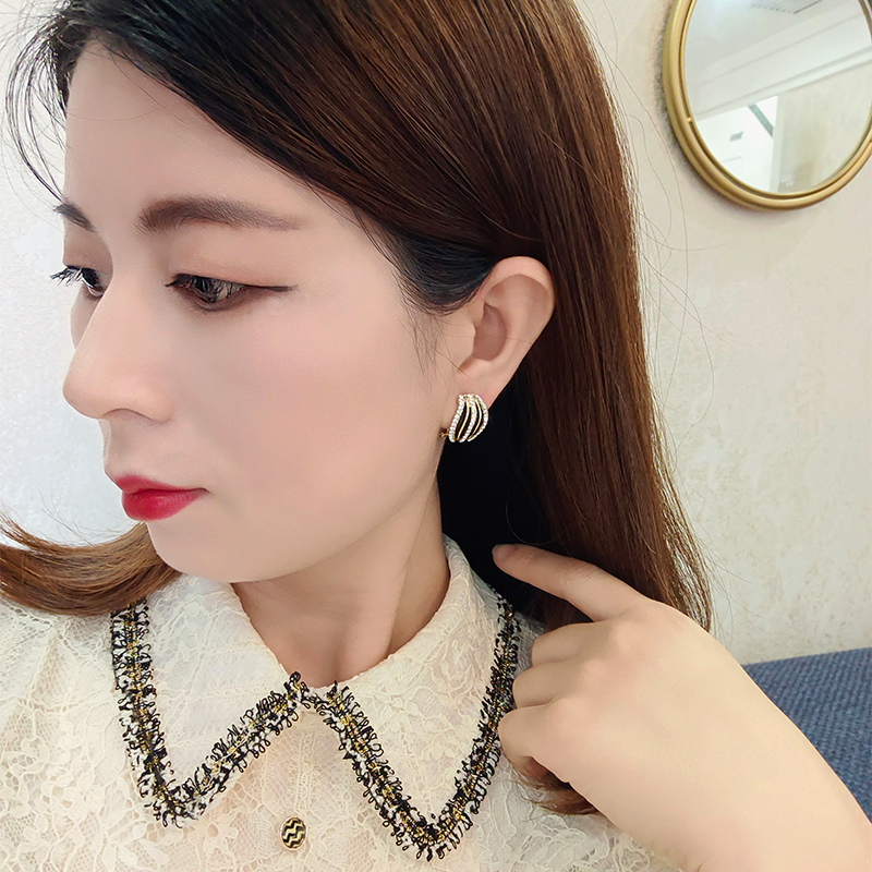 高级耳钉耳饰流行韩国银针满钻纯火焰气质款式耳钉