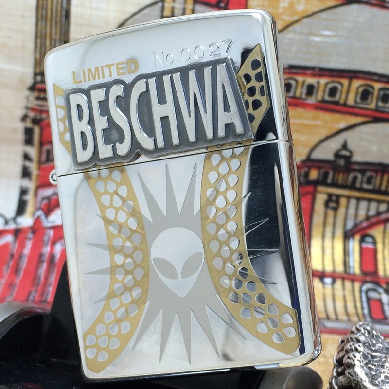 原装正版1996年全新限量镀银外星人便携户外工具zippo