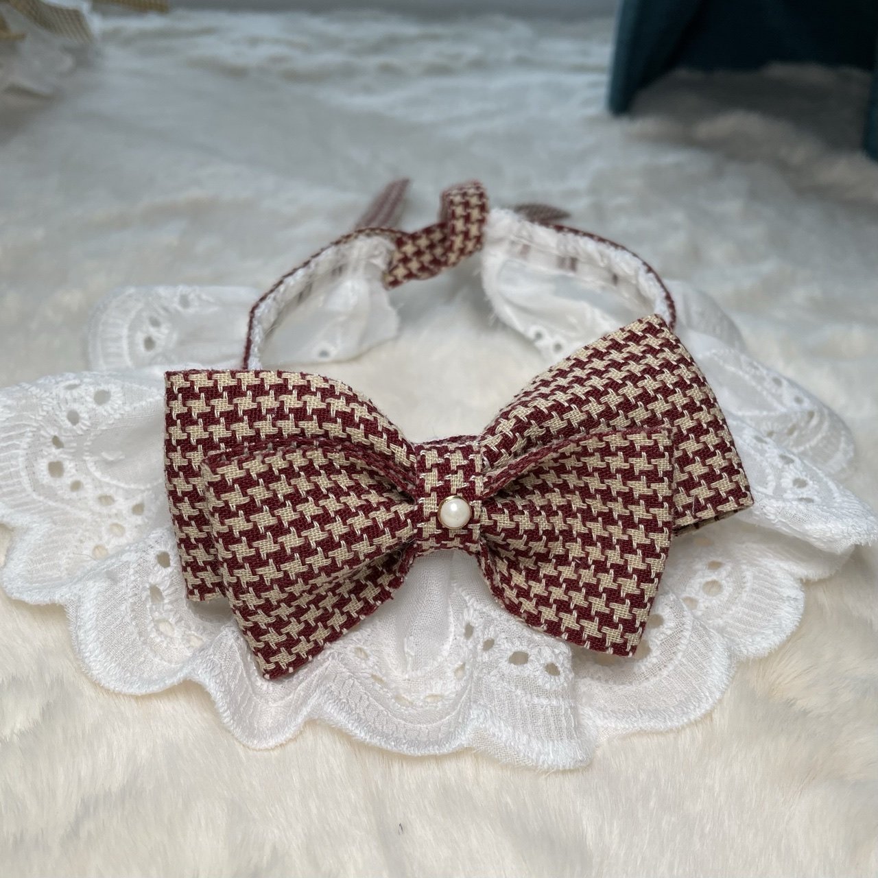 柴犬小番茄原创手工狗狗猫咪可爱蝴蝶结蕾丝口水领结