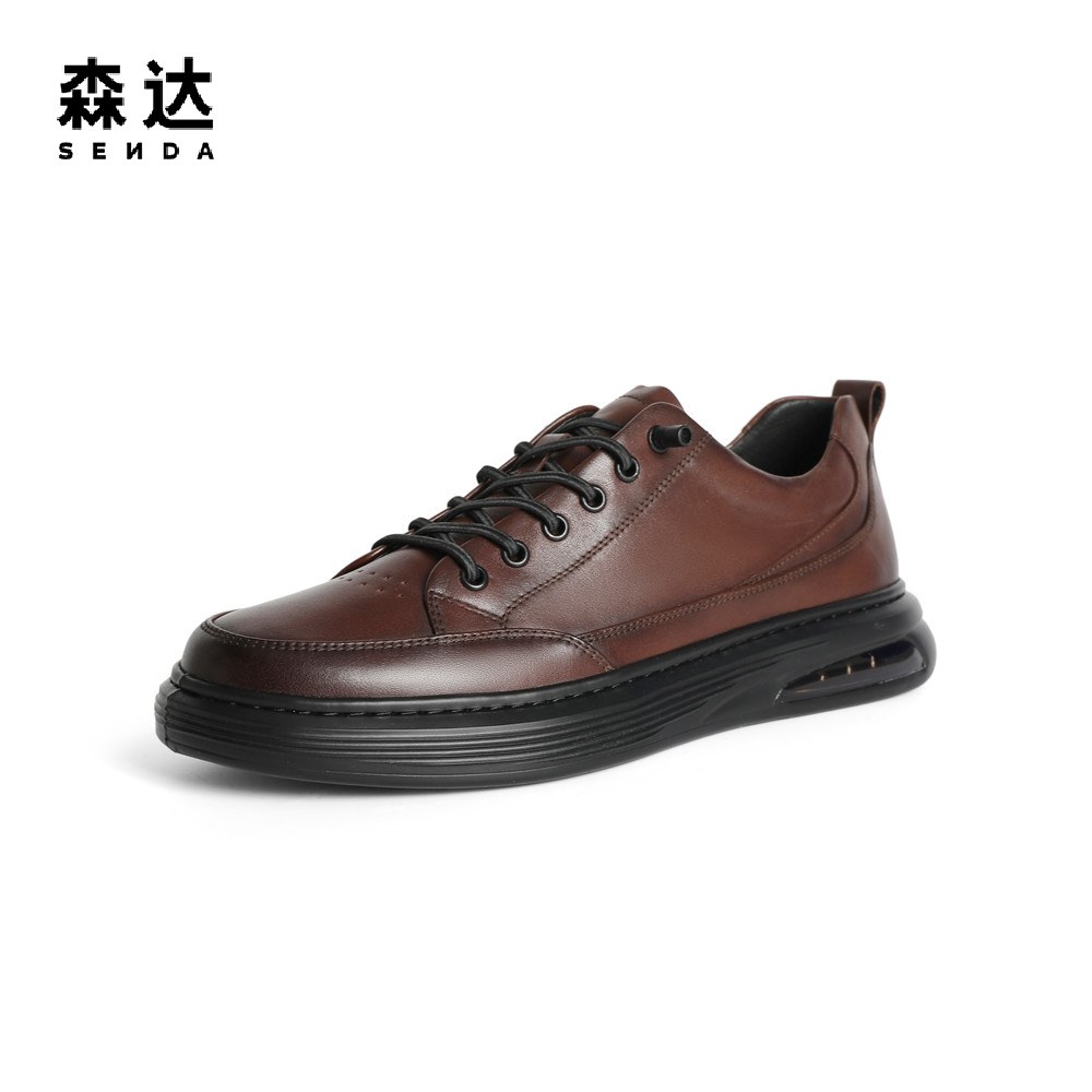 森达板鞋男2022年春新商场商场同款牛皮皮革皮革商时尚休闲鞋