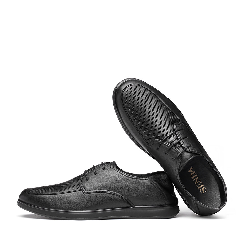 森达2020夏季新款专柜同款系带打孔休闲皮鞋