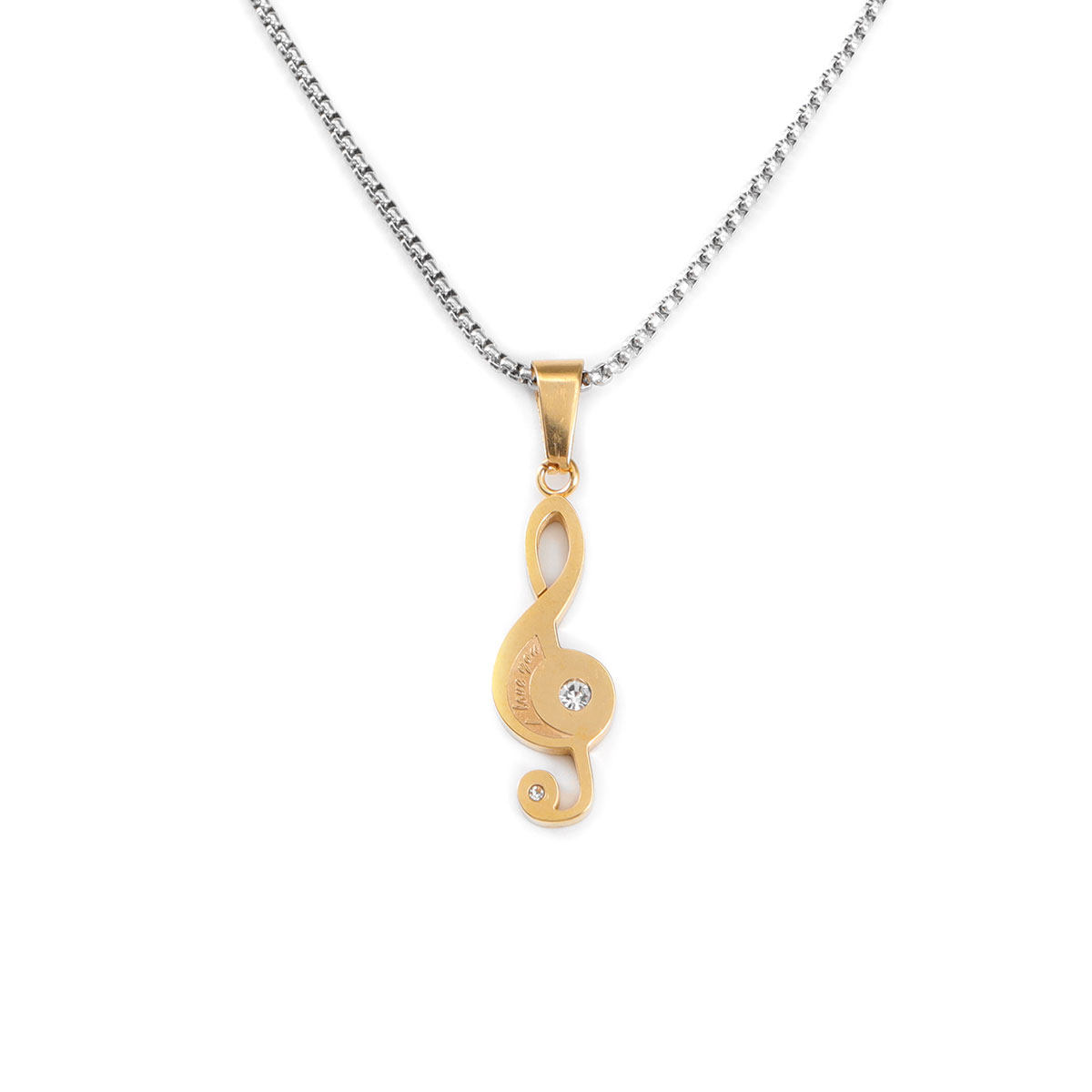 genanx闪电潮牌浪漫英文弯月音符闪钻钛钢情侣款项链两条装礼盒