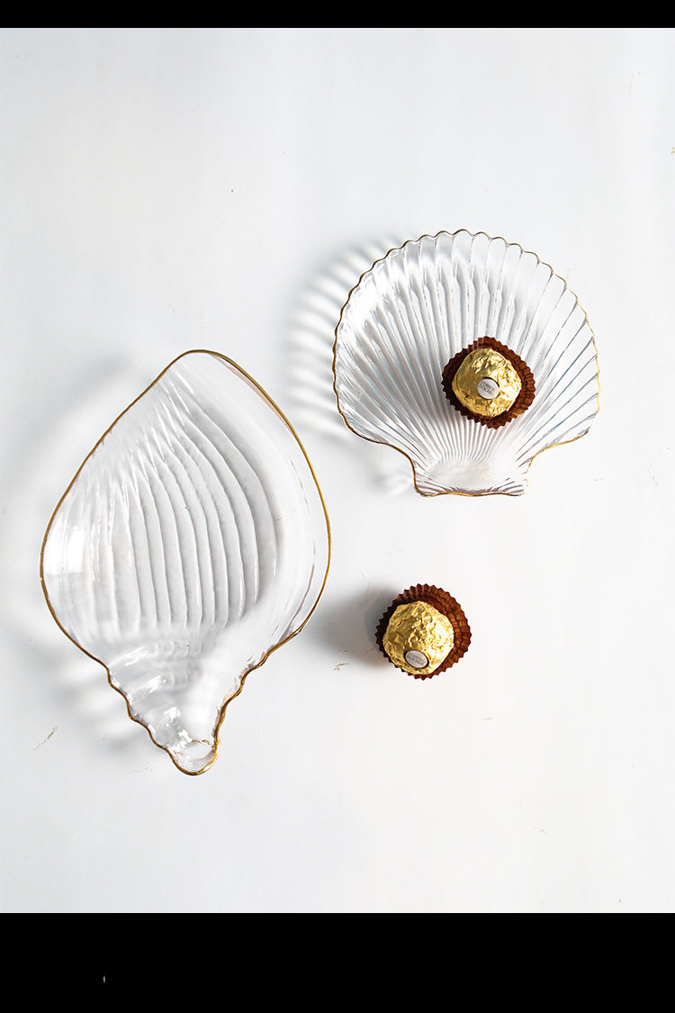 北欧ins餐盘点心甜品创意贝壳造型玻璃盘子盘