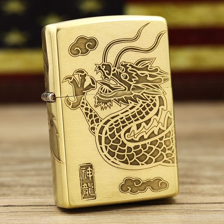 打火机zippo正版纯铜龙之部落正品芝宝火机zpzippo