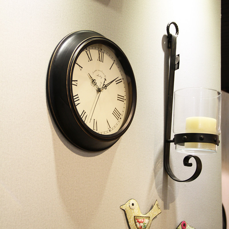 欧式复古静音挂钟家用客厅时尚挂表美式北欧创意时钟壁钟挂墙钟表
