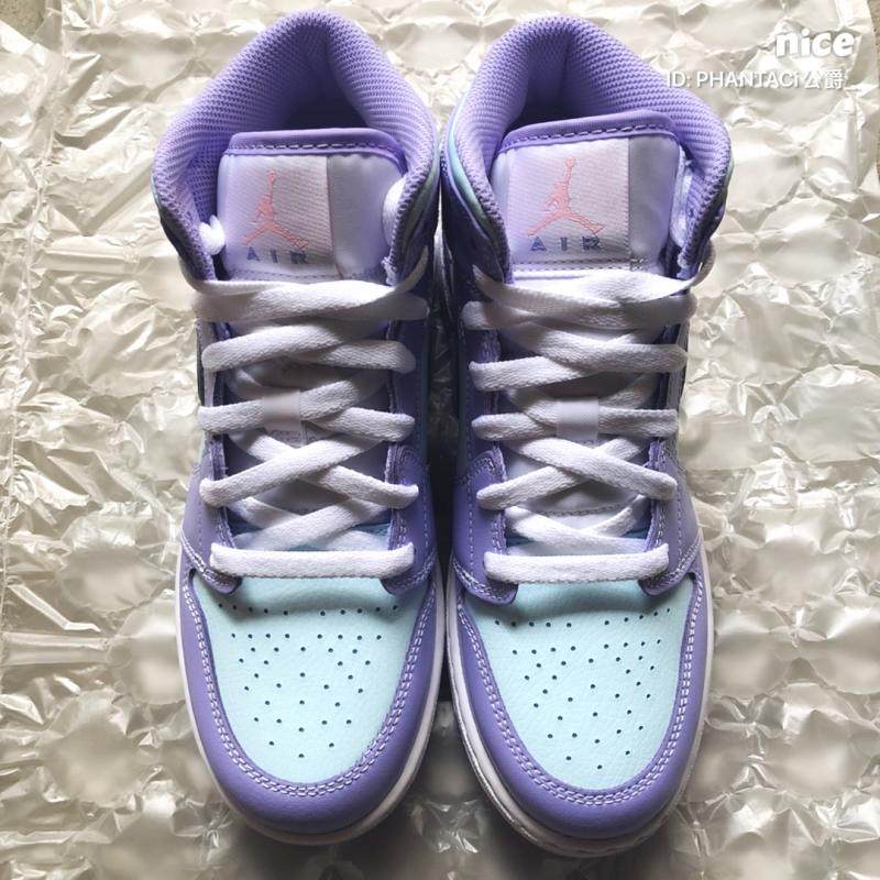 airjordanmidaj1紫蓝蓝绿薰衣草gs中帮篮球鞋篮球鞋