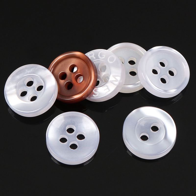 扣子树脂二眼透明袖口简约男士衬衣白色精致纽扣