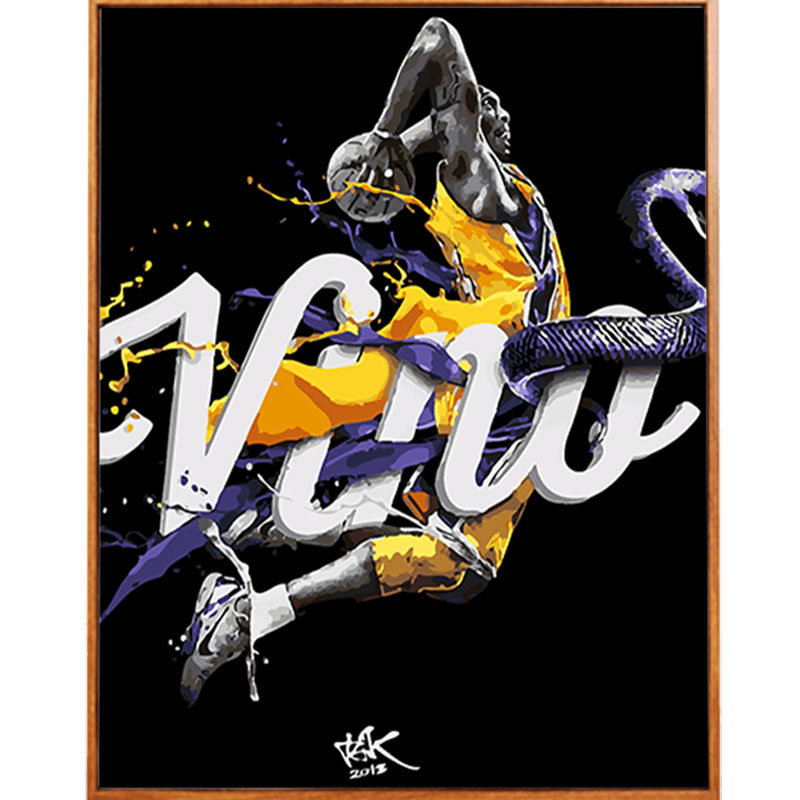 nba篮球数字油画科比diy数字油彩画送男朋友礼物手工涂色画自制