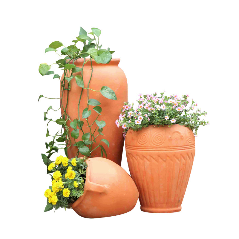 户外大红陶盆园林景观陶罐欧式庭院花盆陶瓷花瓶花盆
