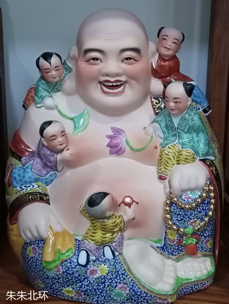 精品陶瓷人物五子登科小多多子佛像大肚罗汉供奉摆件