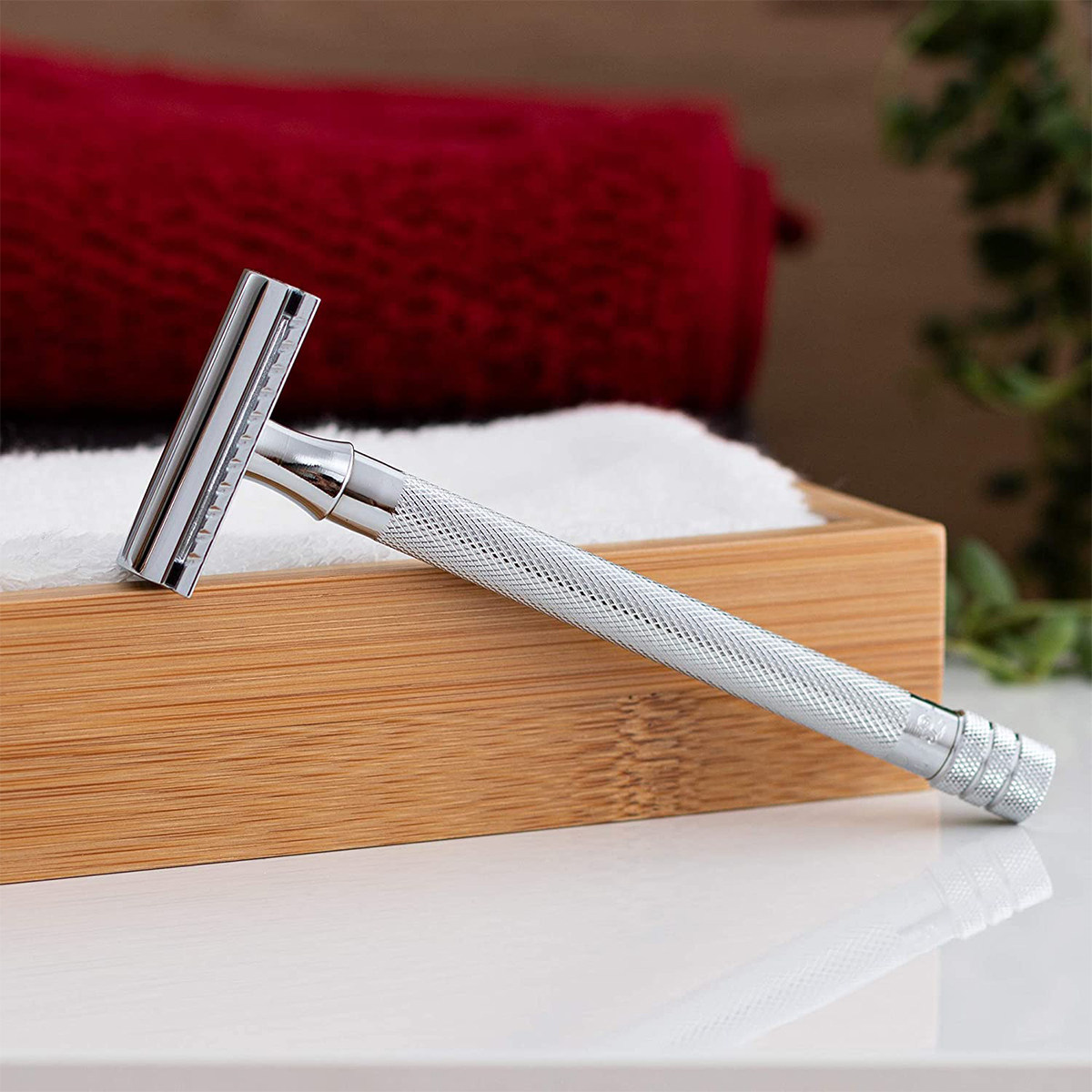 merkur德国默克24c超长纤细手柄镀铬传统手动剃须刀