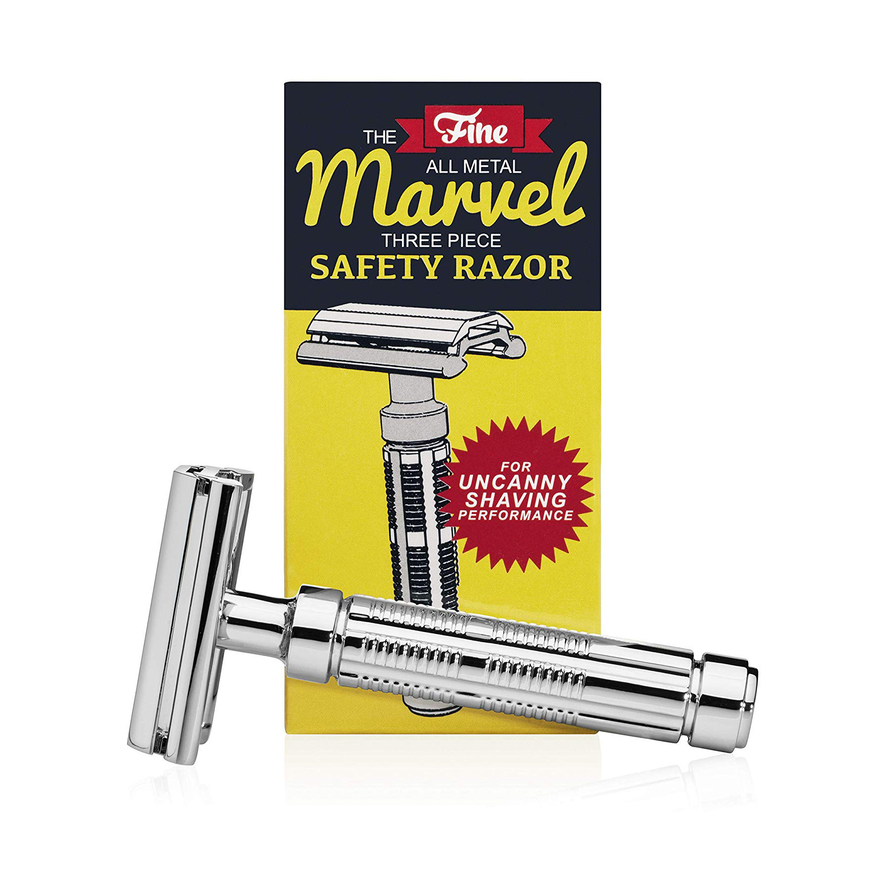 finemarvel舒适三件经典男士手动双刃安全剃须刀剃须刀