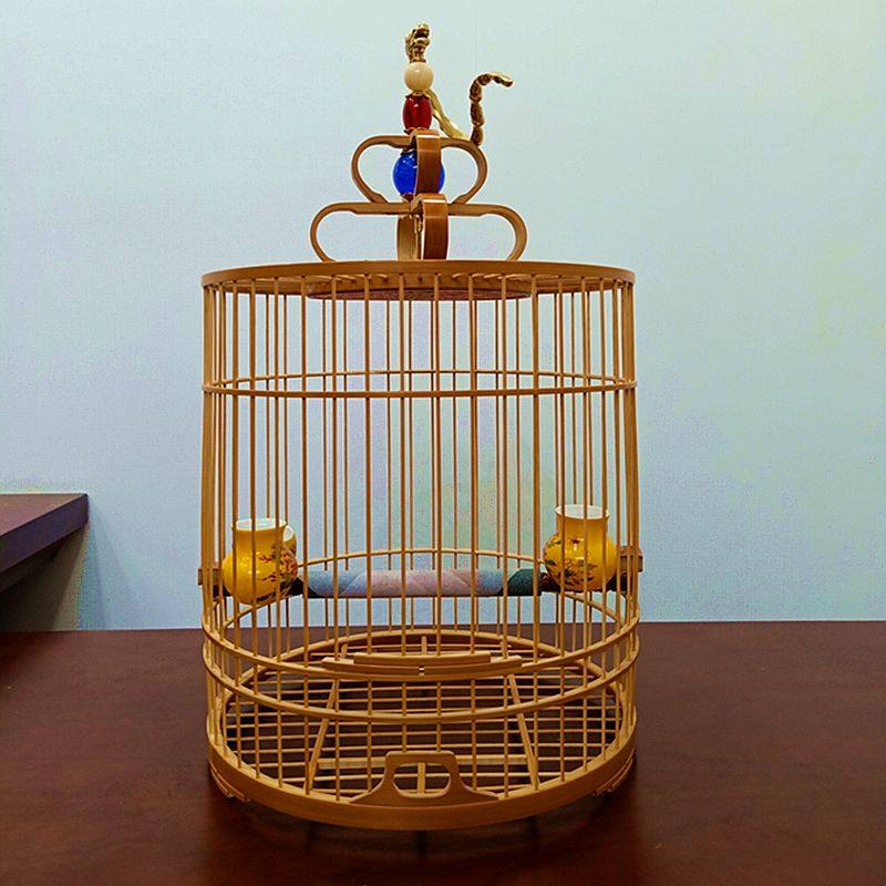 大欧鸟笼画眉精品抛光竹制平底谷底笼子