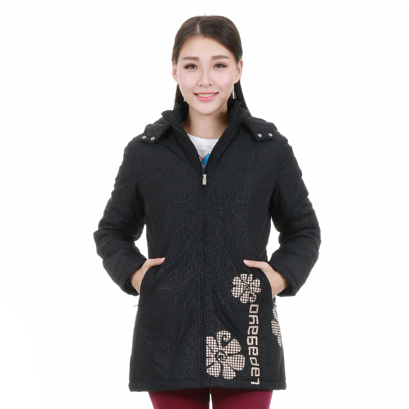 lapagayo拉柏家雅秋装休闲女装修身棉衣中长外套