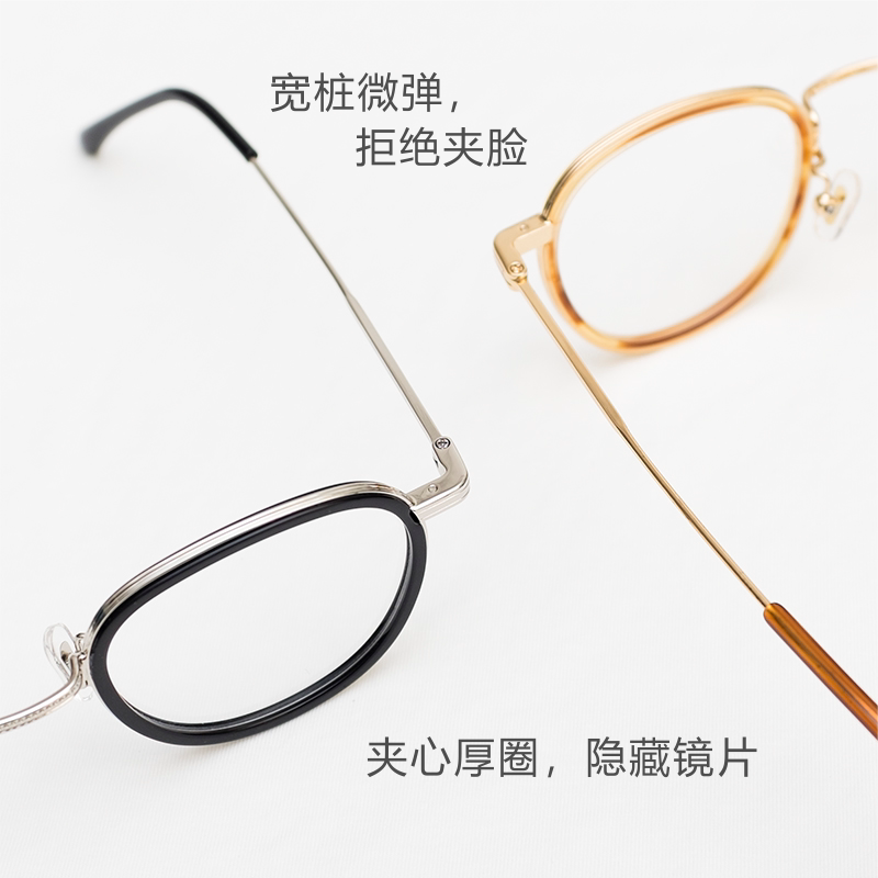 宽边复合冠霖赖冠霖yeti圆框钛合金复古脸雕不夹眼镜架