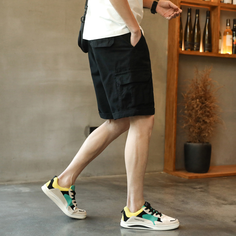 工装休闲短裤男士宽松夏季天外穿男款黑色大码5五分裤子美式潮牌