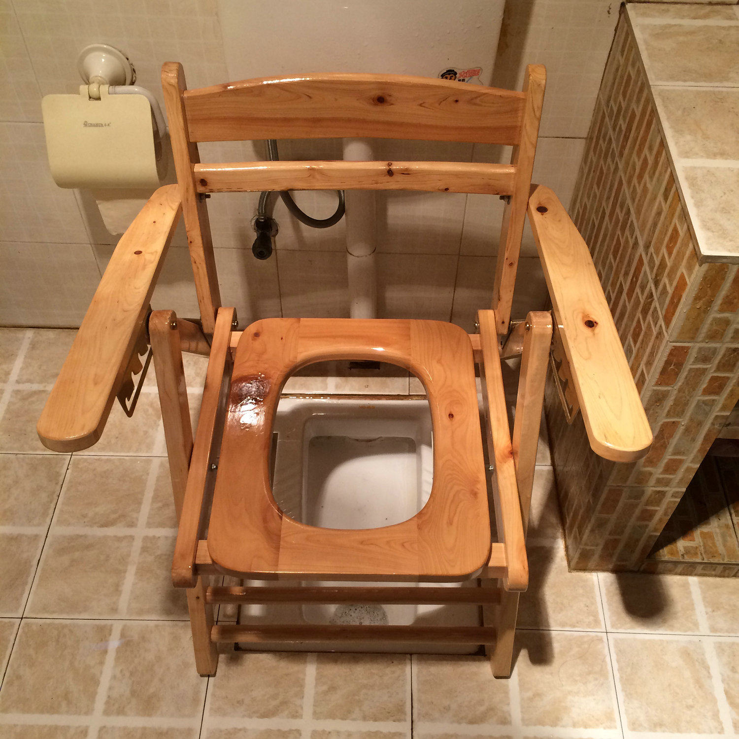 实木折叠扶手厕所椅 老人坐便椅孕妇座便器残疾人蹲坑大方便马桶