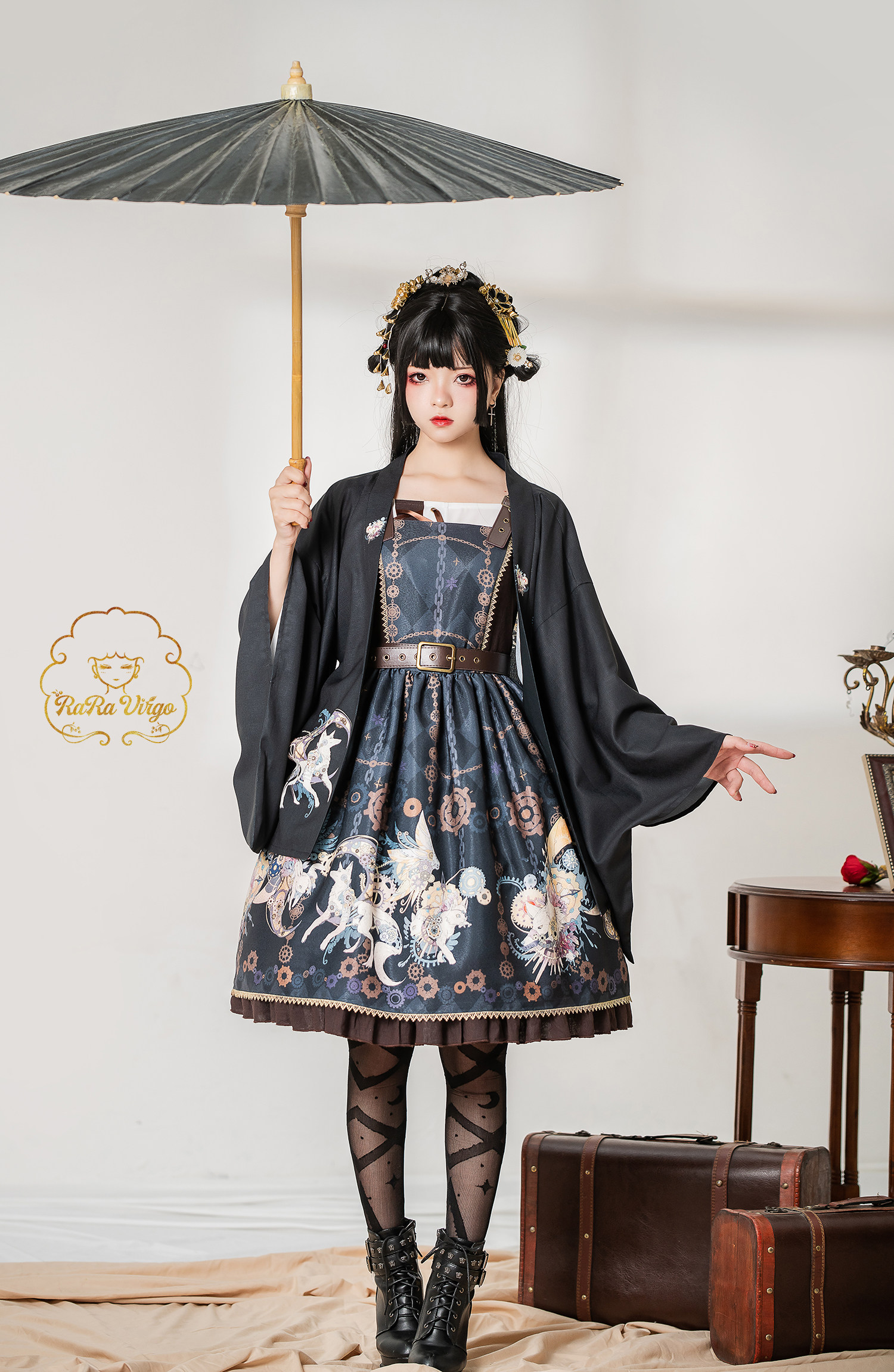 卿灵副奇幻少女lolita毛茸茸二次元朋克和风长袖长款洛丽塔