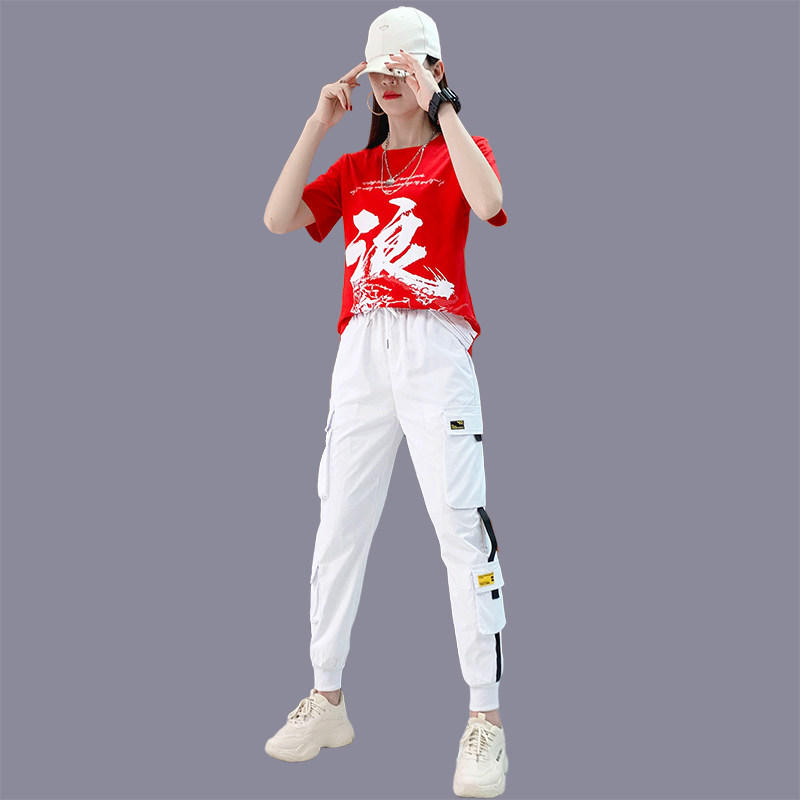 鬼步健身时尚运动广场舞宽松曳步夏宽松男女套装广场舞套装