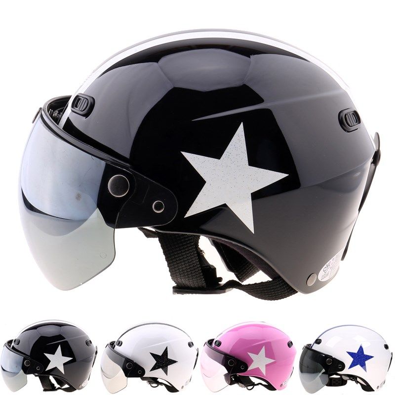 台湾华泰五角星成人电动摩托机车哈雷头盔夏盔摩托车头盔