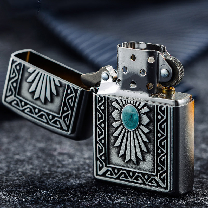 正版太阳花松石绿松同款静初zippo张静初无双电影zippo