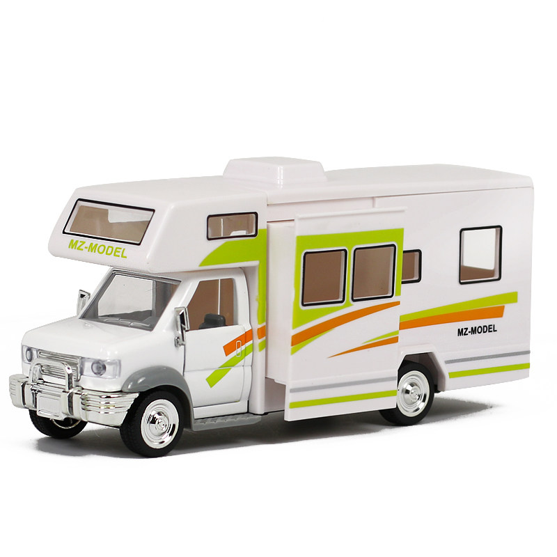 大号豪华旅行房车合金汽车模型大客车金属仿真儿童玩具车回力车