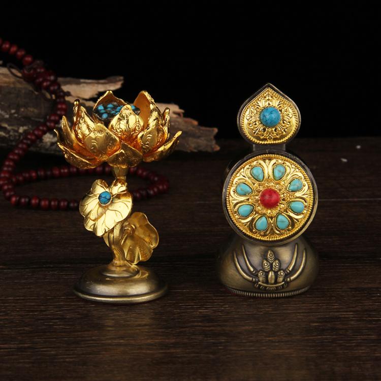密宗佛教用品供具法器佛堂佛前供花莲花八供摆件
