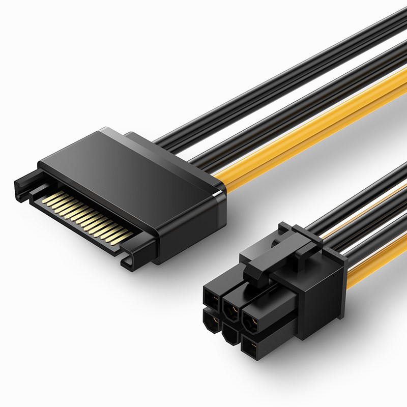 绿联sata15p6pin反向转接接线台式电脑主机外接连接线