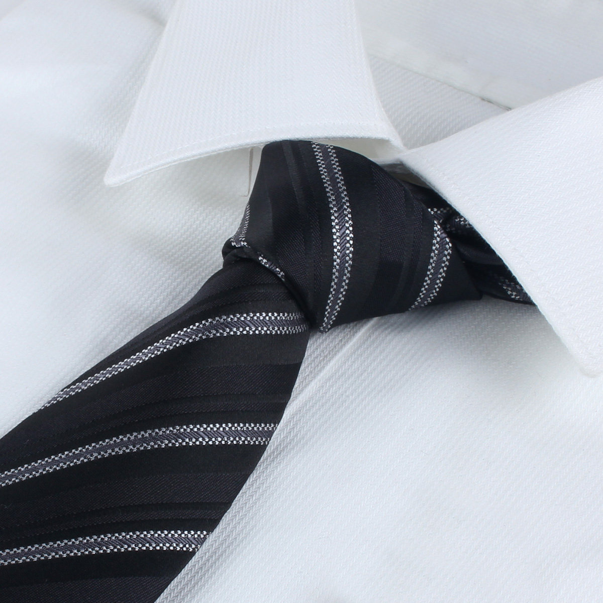 领带treesmile男士时尚黑色细条纹韩版商务正提花礼盒领带