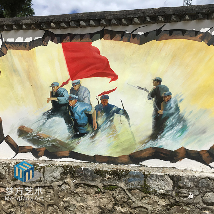 3d中国历史文化彩绘定制复古怀旧红军长征立体画现代装饰画